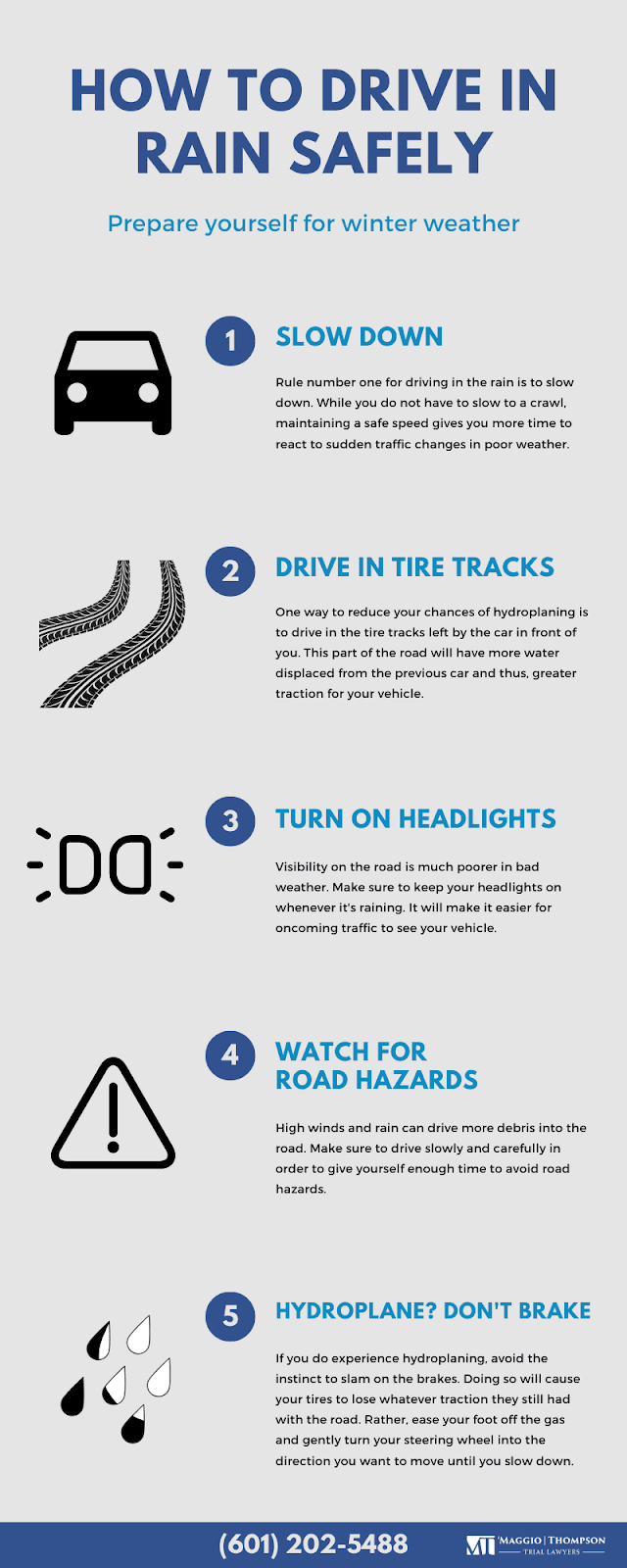 an infographic showing how to drive in rain safely